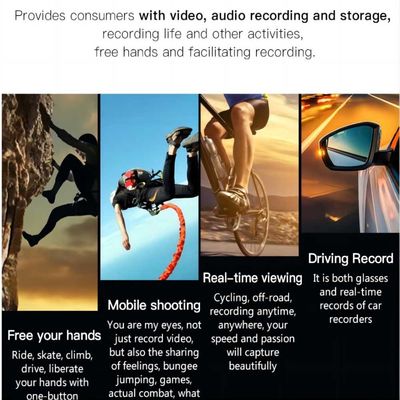 5.0M HD Mountaineering Sport Action Videovlogging Zonnebril met Afstandsbediening