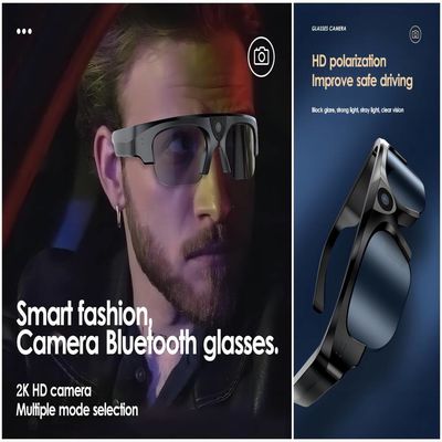 Mannen verbindt de Videozonnebril van Vrouwenbluetooth met Open Oormuziek Telefoonstabletten