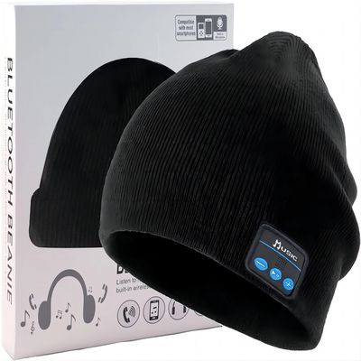 Bluetooth Beanie, Dubbele die Vacht met Bluetooth 5,1 Draadloze Warm wordt gevoerd breit Beanie Bluetooth Hat
