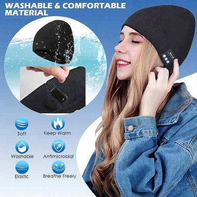 Bluetooth Beanie, Dubbele die Vacht met Bluetooth 5,1 Draadloze Warm wordt gevoerd breit Beanie Bluetooth Hat