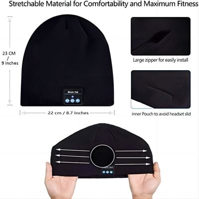 Bluetooth Beanie, Dubbele die Vacht met Bluetooth 5,1 Draadloze Warm wordt gevoerd breit Beanie Bluetooth Hat