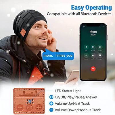 Geniet van Muziek houden Warm Bluetooth Beanie Hat For Driving Climbing Skinng