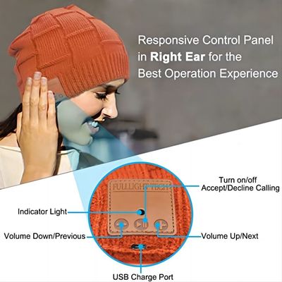 Oranje de Muziek Handsfree Vraag van Bluetooth Beanie Hat Wireless Headset Listening