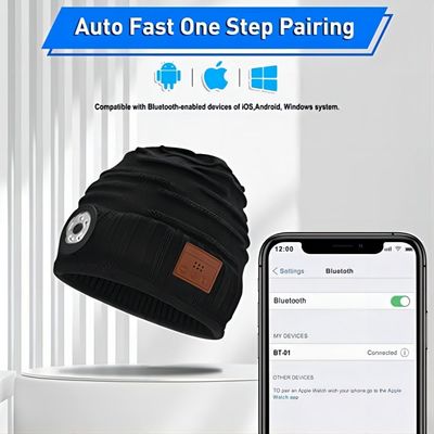 Navulbare LEIDENE van Batterijbluetooth Beanie Hat With Koplamp voor het Beklimmen van Wandeling Biking het Cirkelen