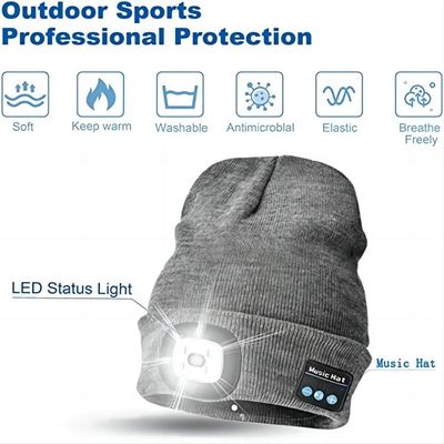 Afneembare Bluetooth-HOOFDbeanie hat with front light voor Nacht Visserij
