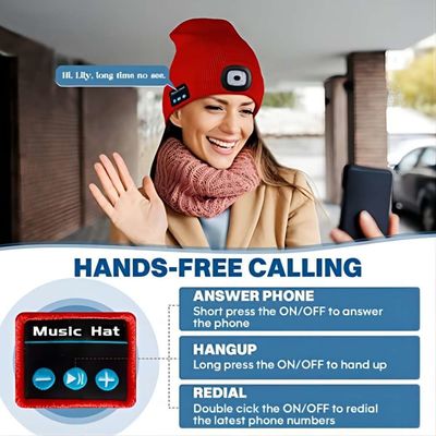 LEIDENE van de Playbackbluetooth van de Telefoongesprekkenmuziek Hoed met 4 LEIDEN Licht voor Nacht het Lopen