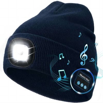 De winternacht die Draadloze Bluetooth-Hoofdtelefoonshoed met 3 Regelbare LEIDEN Licht werken