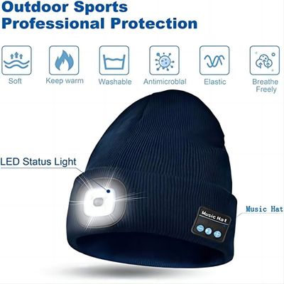 De winternacht die Draadloze Bluetooth-Hoofdtelefoonshoed met 3 Regelbare LEIDEN Licht werken
