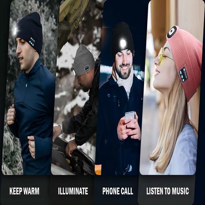 De winternacht die Draadloze Bluetooth-Hoofdtelefoonshoed met 3 Regelbare LEIDEN Licht werken