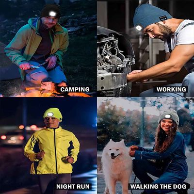 Draadloze de Hoofdtelefoonshoed van Bluetooth met Licht Bluetooth Beanie Night Biking