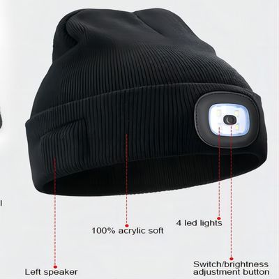 Draadloze de Hoofdtelefoonshoed van Bluetooth met Licht Bluetooth Beanie Night Biking