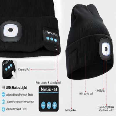 De LEIDENE koplamp van Bluetooth Beanie With, Unisex- van de handen vrije koplampen van USB Rechargable de Vrouwenmannen Giften voor Papa hem Echtgenoot